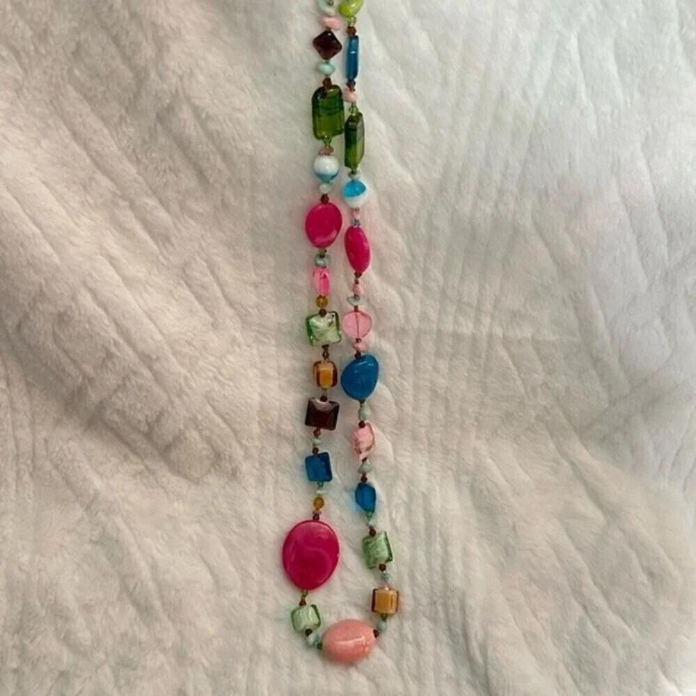 MultiColored Beads &‎ Stone Shape Necklace - Picture 2 of 9